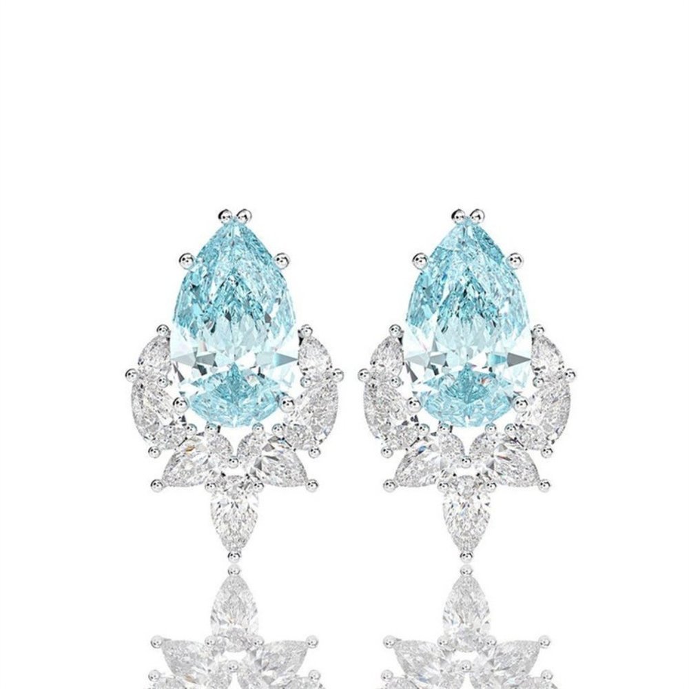 🔥Elegant Teardrop Sea Blue Emerald CZ Stud Earrings, MARR9251